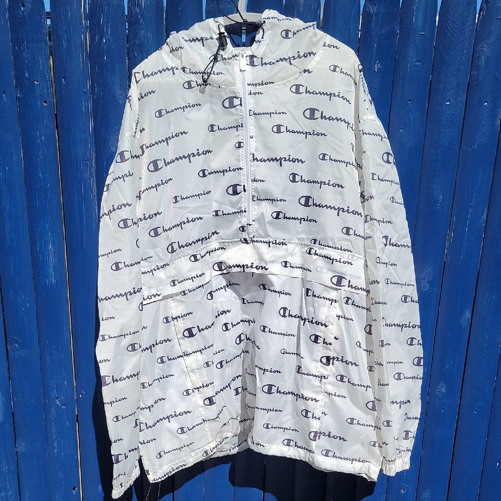 Champion White Logo Windbreaker Jacket